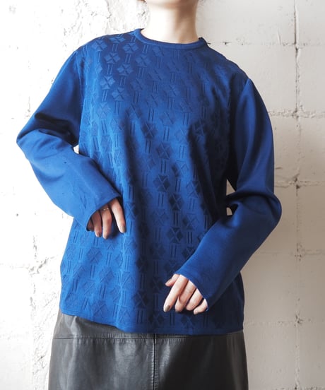 1960〜70's Zip Shoulder Geometric Pattern Knit BL