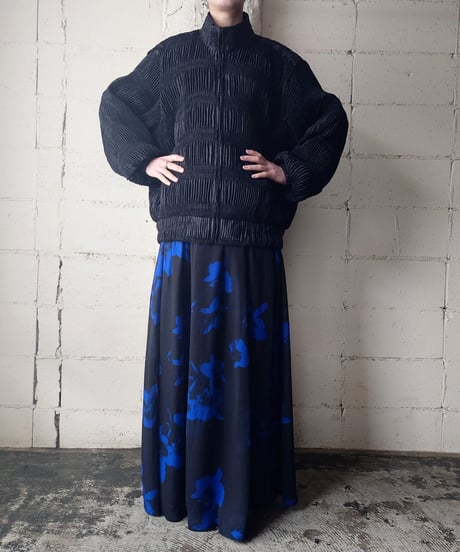 Zip Up Shirring Design Blouson BK