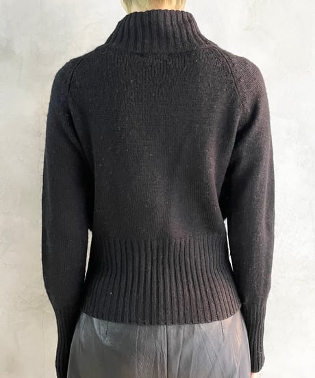 Fur × Rib Knit Zip Cardigan BK