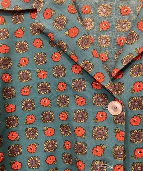 1960's Small Pattern Open Collar Shirt BL