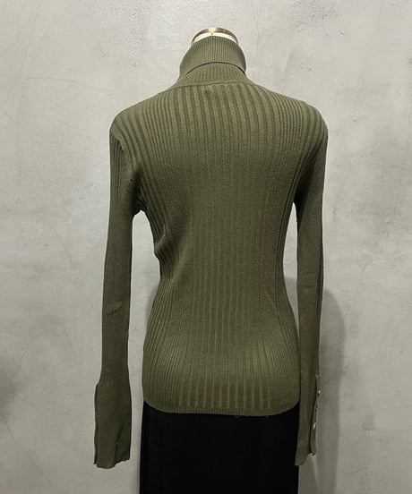Button Cuff Rib Turtle Neck Knit KA