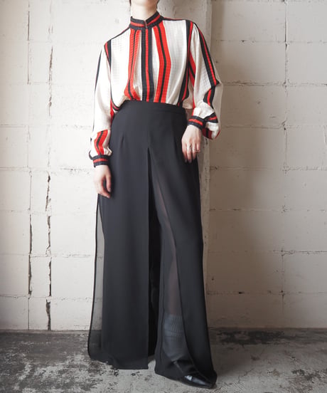 Sheer Layered Design Pants BK