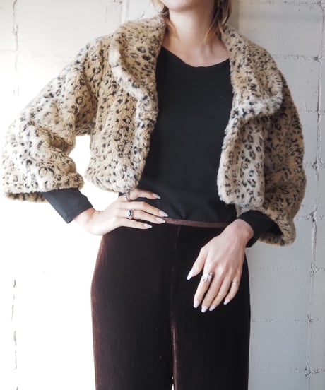 Leopard Pattern Short Fake Fur Jacket BE