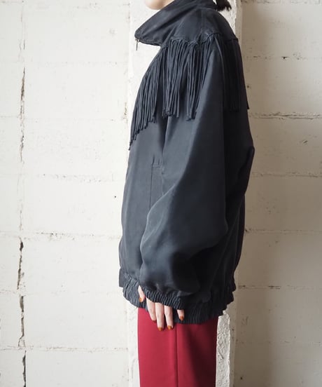 Stand Collar Fringe Silk Jacket