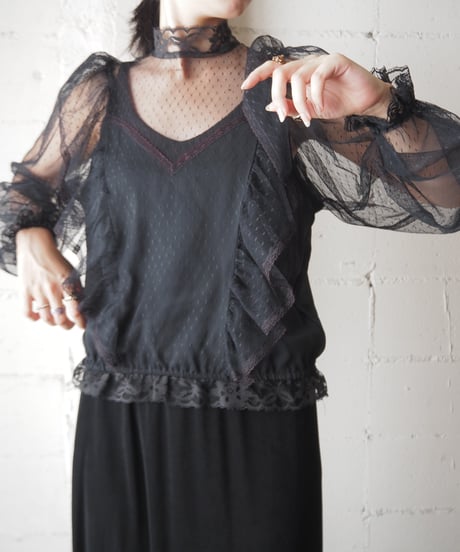 Tulle Ruffle Blouse BK