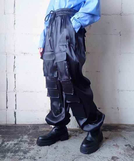 Satin Easy Cargo Pants BK