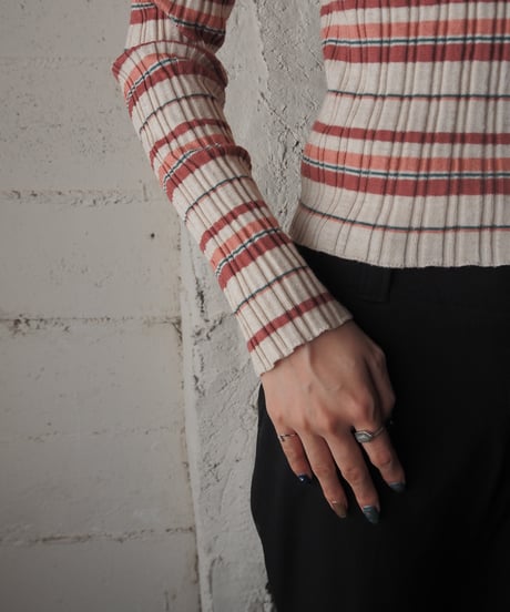 Border Mock Neck Rib Knit IV PI