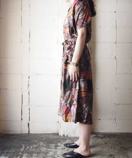Open Collar Pattern Dress