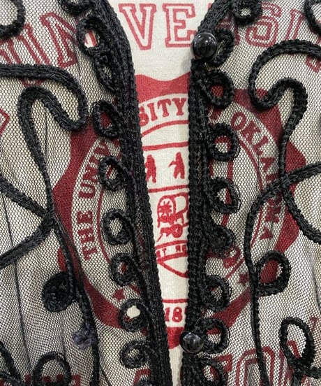 Tape Embroidery Sheer Cardigan BK