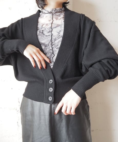 JAEGER Cropped V neck Knit  Cardigan BK