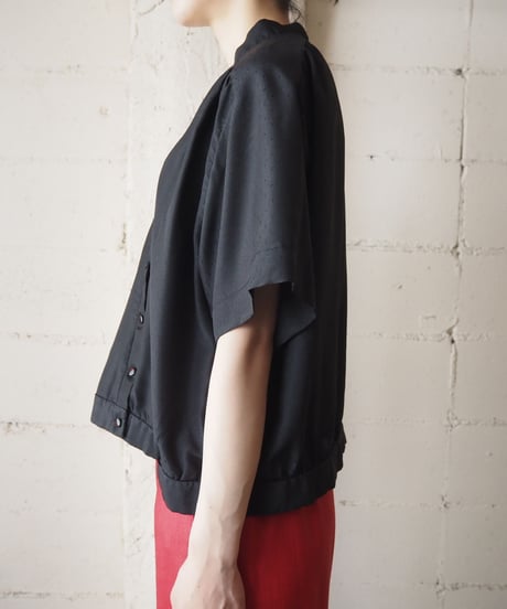 Open Collar Dot Wide Shirt BK