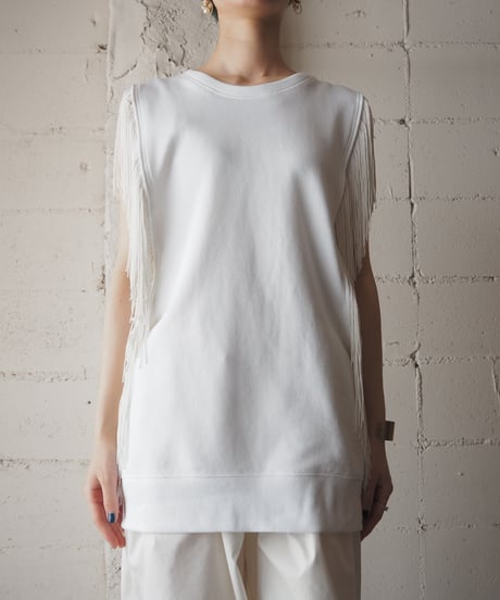 【Orfeo REMAKE】fringesweat vest WH