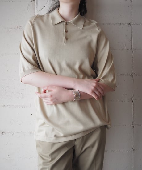 Short Sleeve Silk Polo Knit BE