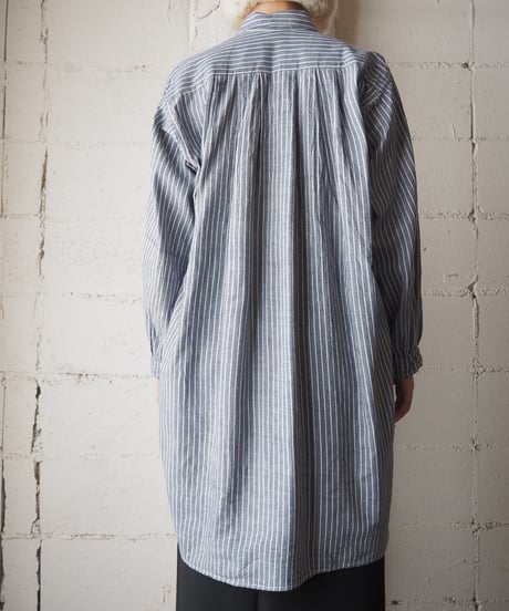 1960's Euro Striped Grandpa Shirt BLWH