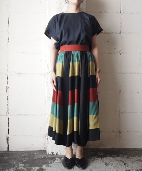 1960's Border Flared Skirt BLRE