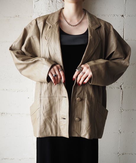 Open Collar Leather Jacket BE