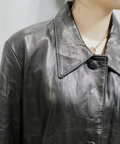 Leather Long Jacket BK