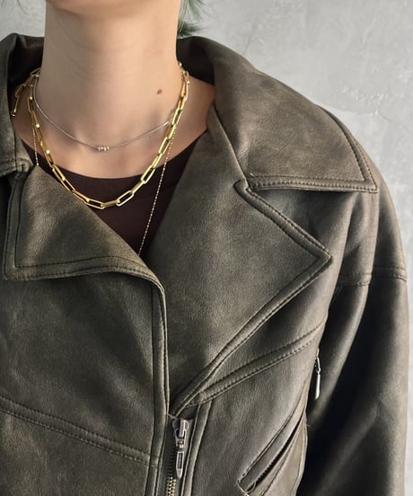 Waist Gather Design Belted Leather Jacket KA