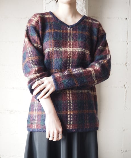 Check Pattern Mohair Knit RENV