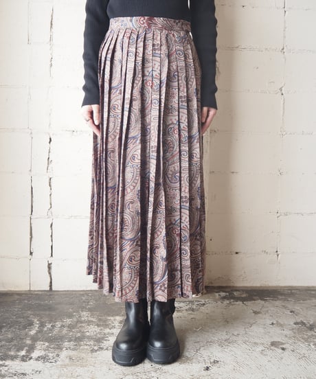 Paisley Pattern Pleated Skirt GR