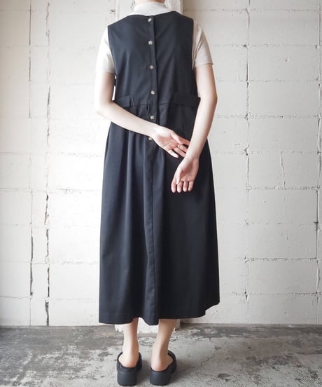 Square Neck Tuck Jumper Skirt BK