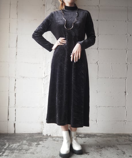 Mock Neck Velour Dress BK