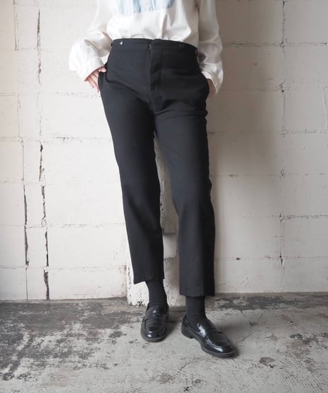 1940-50's Euro Back Belt Wool Pants BK