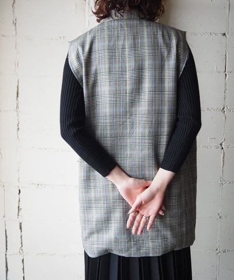 Check Pattern Remake Jacket Vest GRBKGN