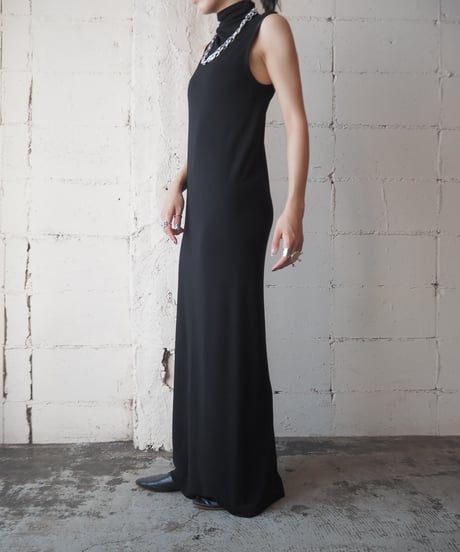 Sleeveless Bottle Neck Tight Dress BK