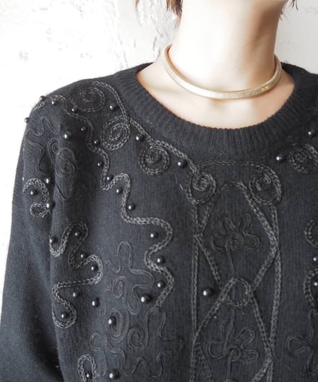 Beads×Embroidery Design Knit BK