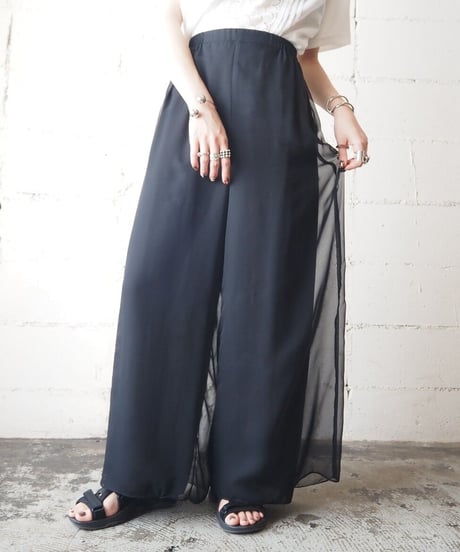 Sheer Layered Easy Pants BK