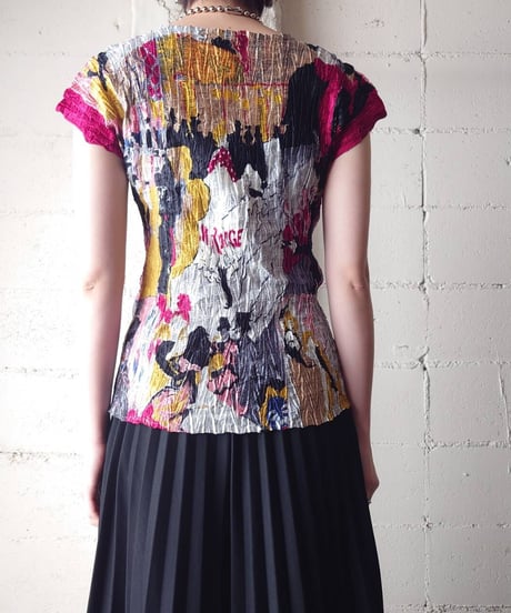 Pleated Lautrec Print Tops REGR