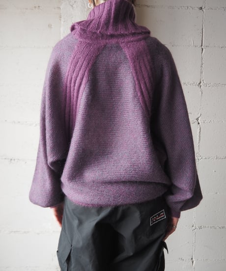 Volume Neck Dolman Sleeve Knit PUR