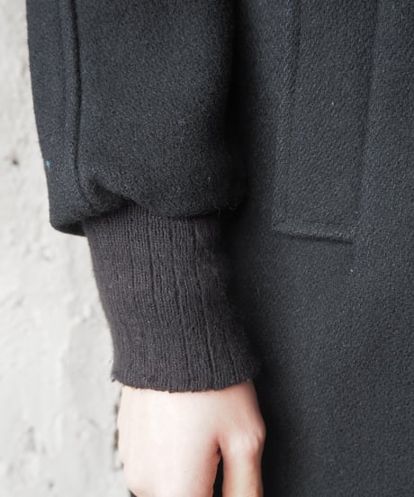 Tuck Shoulder Dolman Sleeve Coat BK