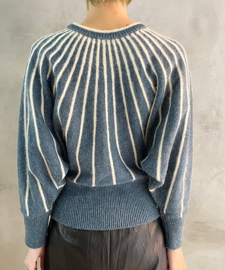 Line Design Dolman Sleeve Knit BLWH