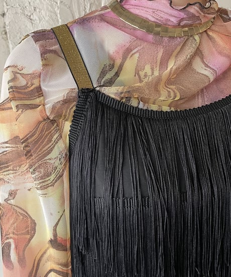 Gold Belt Fringe Dress BK