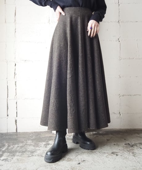Flared Tweed Long Skirt DBR