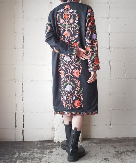 Flower Embroidery Stand Collar Coat BKPIPP