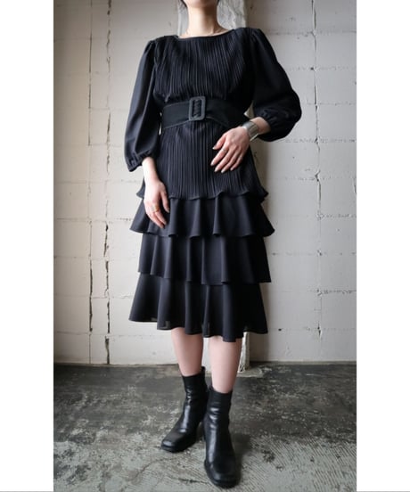 Pleated Tiered Dress BK