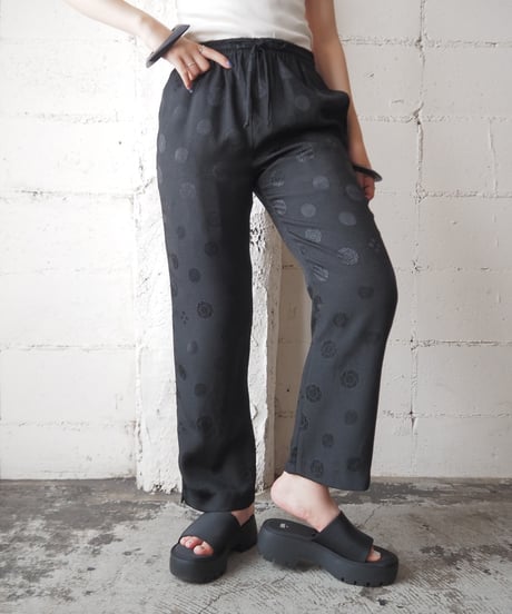 Chinese Emblem Silk Jacquard Easy Pants BK