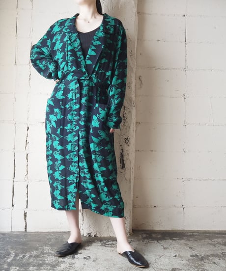 1980's Houndstooth Open Collar Dress GNBK