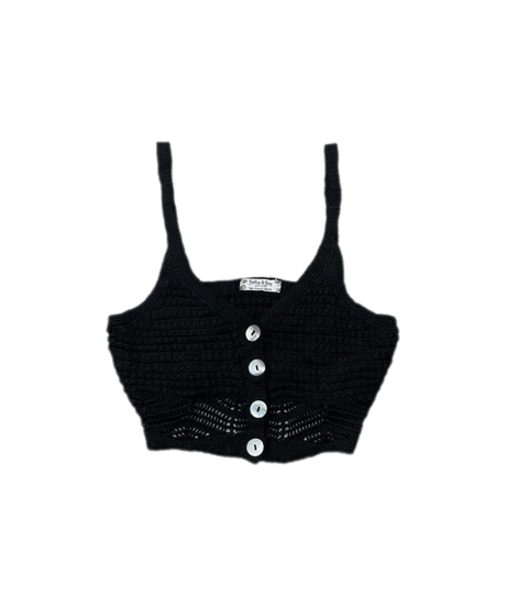 Shell Button  Camisole Knit BK