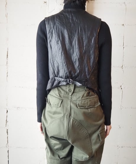 Shawl Collar Leather Vest BK