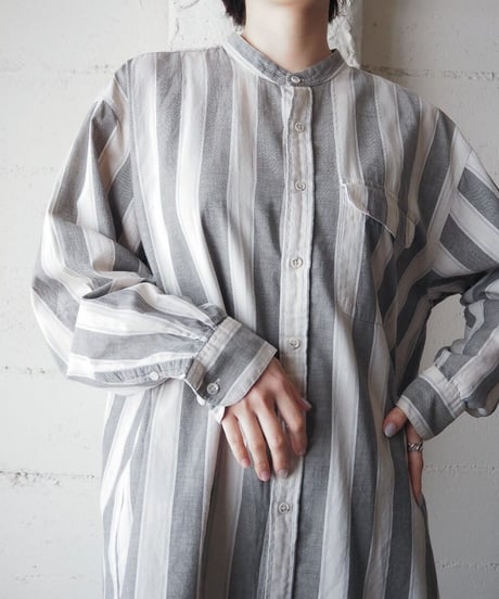 Stripe Band Collar Shirt GRIV