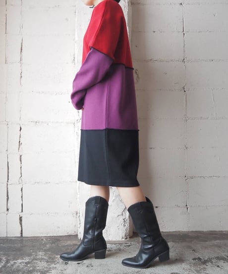 Tricolore Mock Neck Dress REPURBK