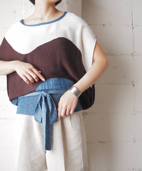 Panel Pattern Lame Mix Knit BLBRWH