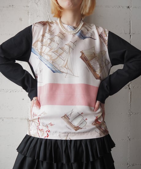 BLACK COMME des GARCONS Scarf Design L/S Tops PIBK