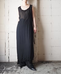 Embroidered Hem Sleeveless Sheer Dress BK
