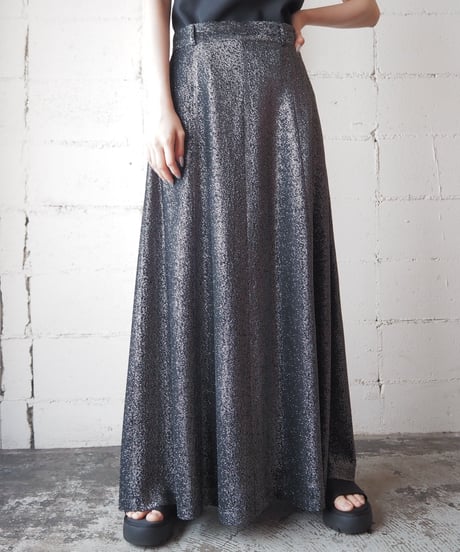 Silver Glitter Flare Skirt SVBK