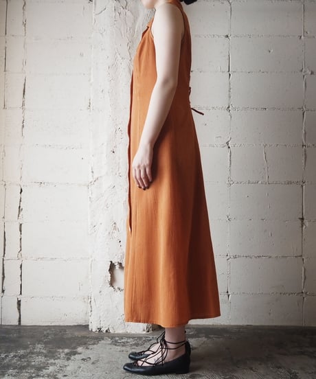 Back Laceup Open Collar N/S Dress OR